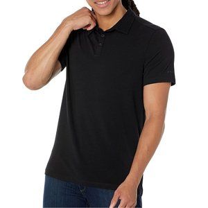 John Varvatos Star USA Men's Short Sleeve Lightweight Solid Polo Shirt Black